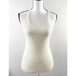 Pink Republic Cream Sleeveless Cross Back Knit Tank Top - Size M
